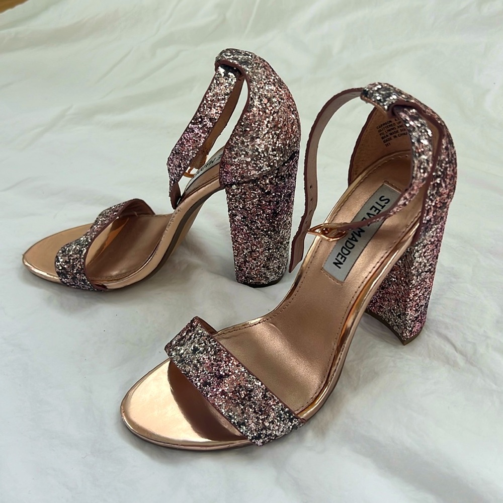 STEVE MADDEN MULTI BLUSH GLITTER HEELS- size 6.5